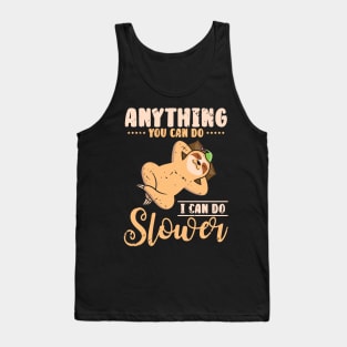 Cute Sloth Lazy Office Worker Working Sloth Statement Chill Tank Top